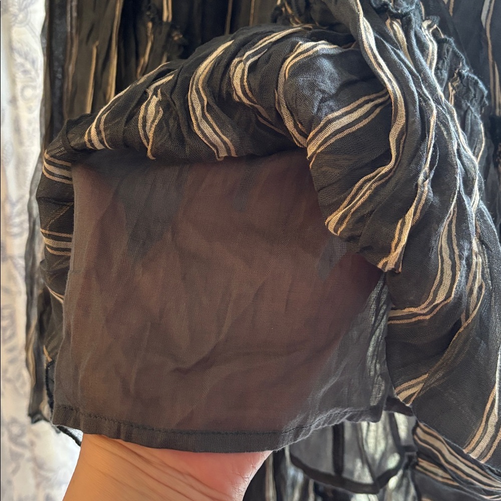 Free People Olive Green Striped Pleated Midi Skirt - Picture 10 of 11